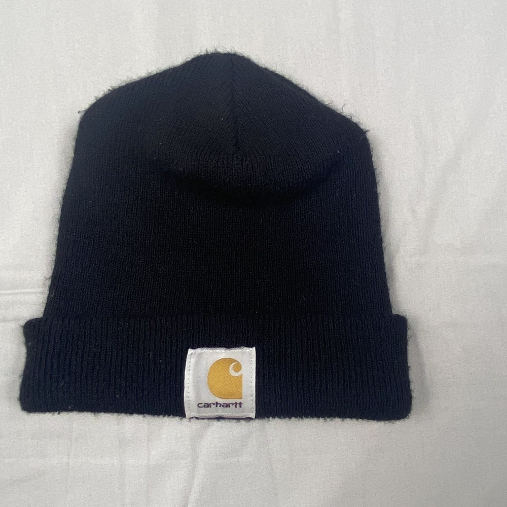 Carhartt Cuffed Beanie Hat Mens One Size Black Tight Knit Ribbed Acrylic Winter